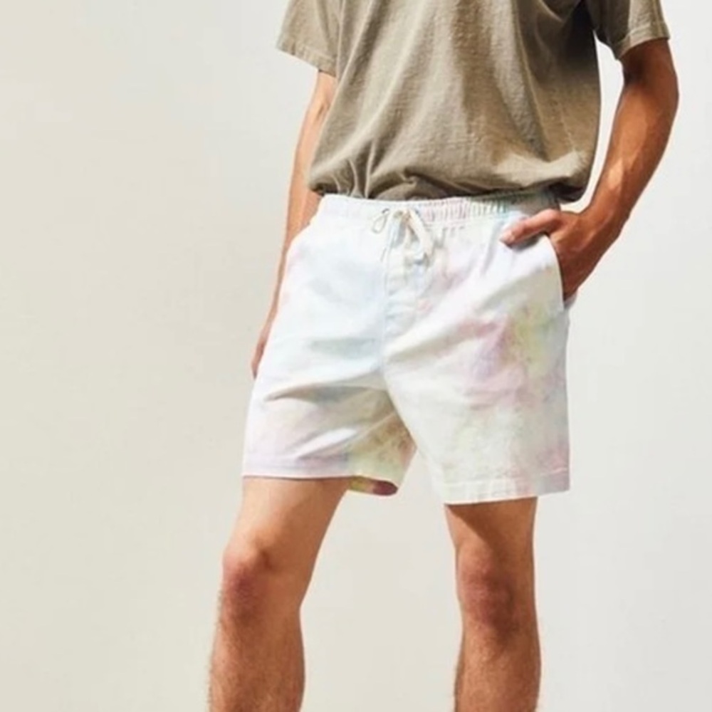 Pacsun  Pastel Tie Dye Cotton Elastic Waist Drawstring Pull On Shorts Pockets Sm